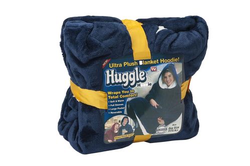 Толстовка-плед с капюшоном Huggle Hoodie двусторонняя толстовка - халат с капюшоном синяя