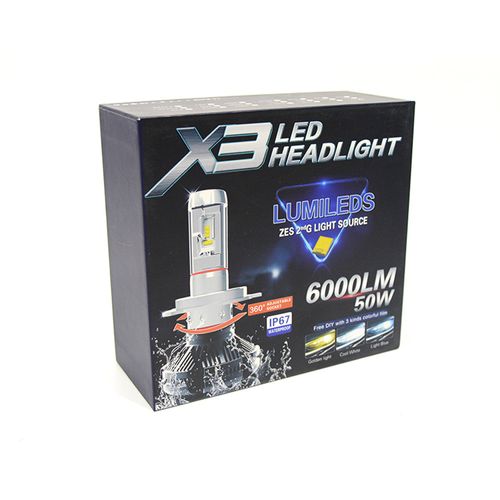 Автомобільні LED Лампи H7 6000K 50W X3 Philips (ЛЕД автолампи з активним охолодженням ip67)
