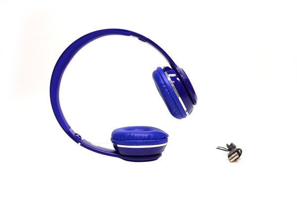 Наушники Monster Beats TM-12 накладные беспроводные Bluetooth с mp3 + FM радио синие