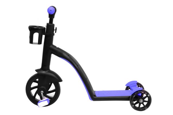 Дитячий самокат велосипед беговел трансформер 3 в 1 (світяться колеса в русі) (Синій)