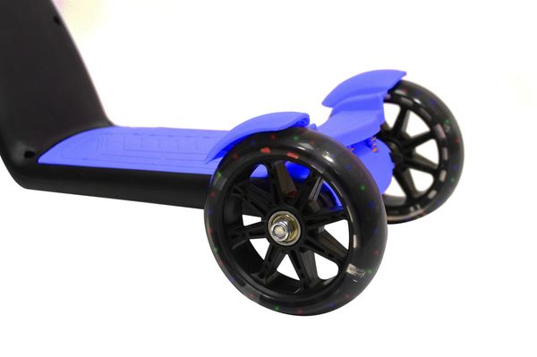 Детский самокат велосипед беговел трансформер 3 в 1 (светящиеся колеса в движении) (Синий)