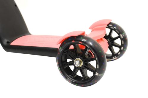Детский самокат велосипед беговел трансформер 3 в 1 (светящиеся колеса в движении) (Розовый)
