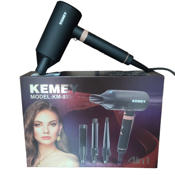 Фен для волос Kemey KM-9203 4 в 1, 1600 Вт с концентратором, выпрямителем, плойкой, конусной насадкой