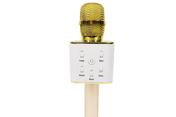 Караоке-микрофон 2 в 1 Q7 rose с чехлом. Беспроводной (блютуз)