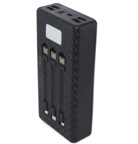 Портативное зарядное Power Bank UKC-8058 60000 mah с кабелями и солнечной панелью (черный)