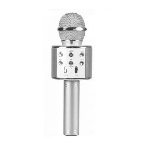 Мікрофон - караоке 2 в 1 W 858 (Безпровідний мікрофон) (Silver)
