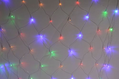 Різнокольорова новорічна настінна гірлянда - сітка 1.4 м х 1.2 м (RGB) | 3875