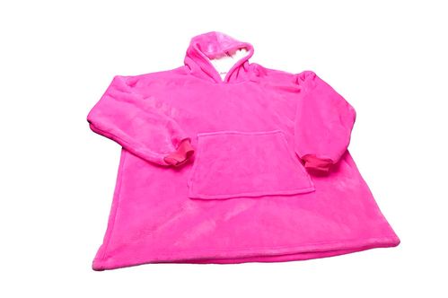 Толстовка-плед с капюшоном Huggle Hoodie двусторонняя толстовка - халат с капюшоном розовая