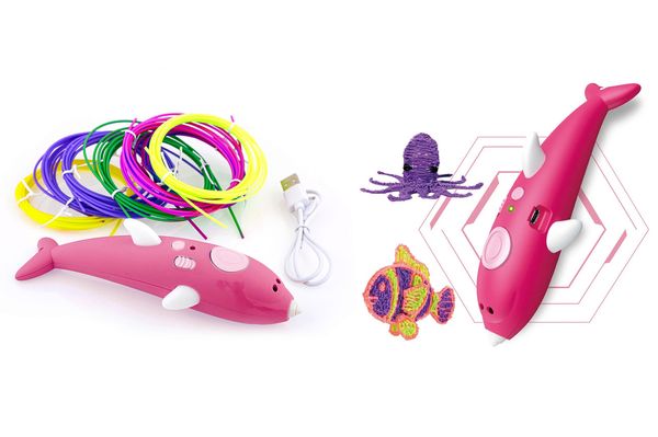 Бездротова 3D ручка у вигляді дельфіна (низькотемпературна 3д-ручки для дітей та дорослих) рожева
